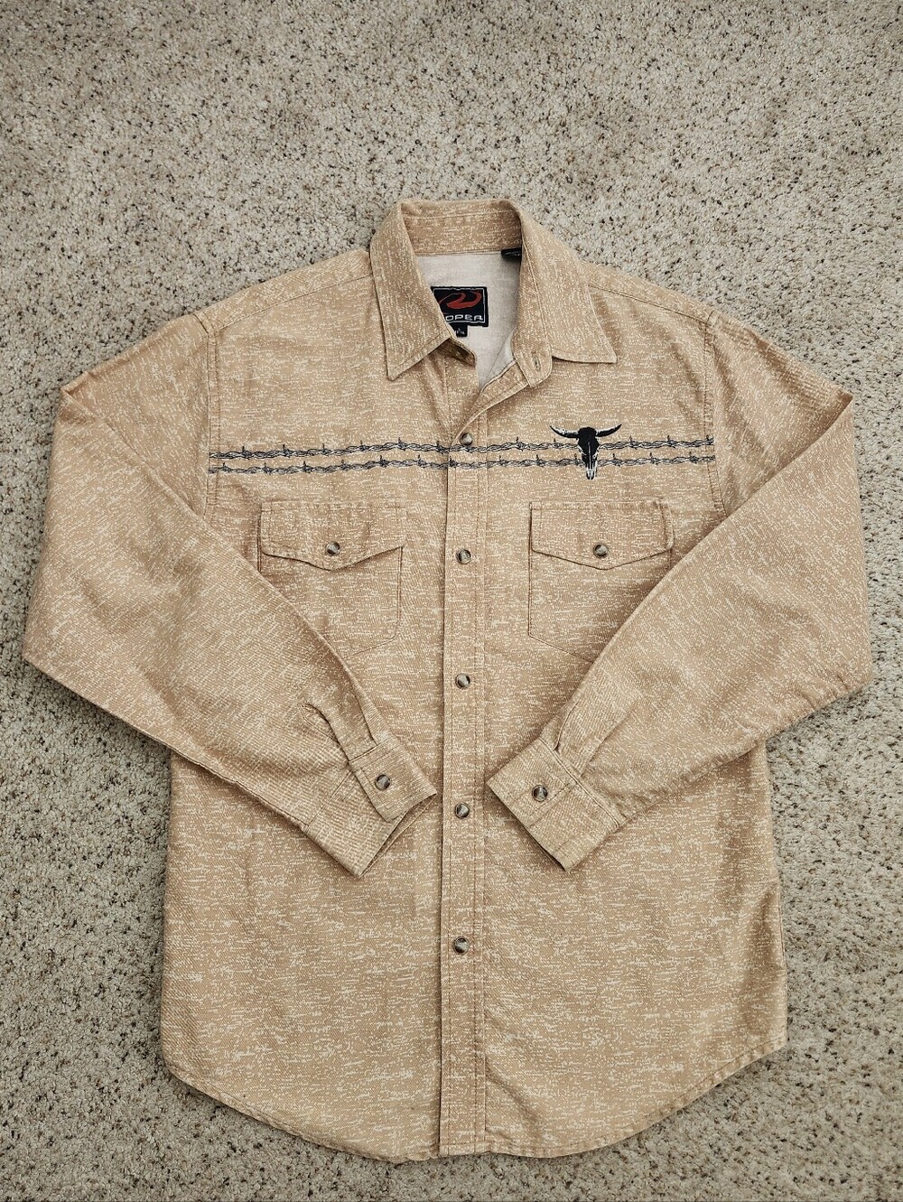 Roper Boy's Western Button-Down Shirt with Barbed Wire Detail